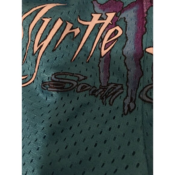 Vintage EXIST Women's Juniors Mesh Mini Shorts MYRTLE BEACH S.C. Size L Blue - Picture 11 of 12